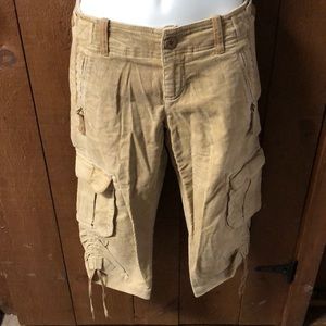 camel cargo corduroy capris